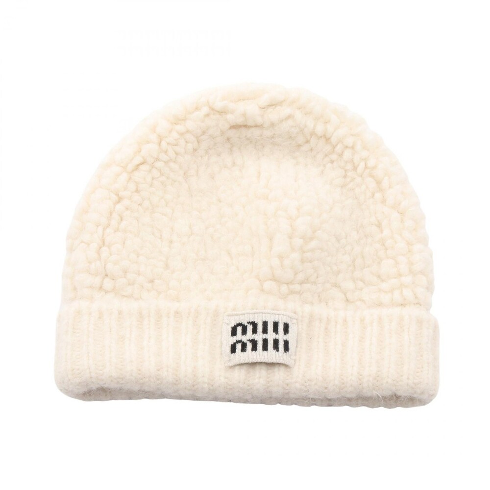 Miu Logo Knit Hat Cap Wool #348930M57B